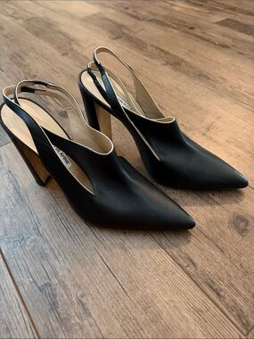 Manolo Blahnik Black Pointed Slingback Pumps